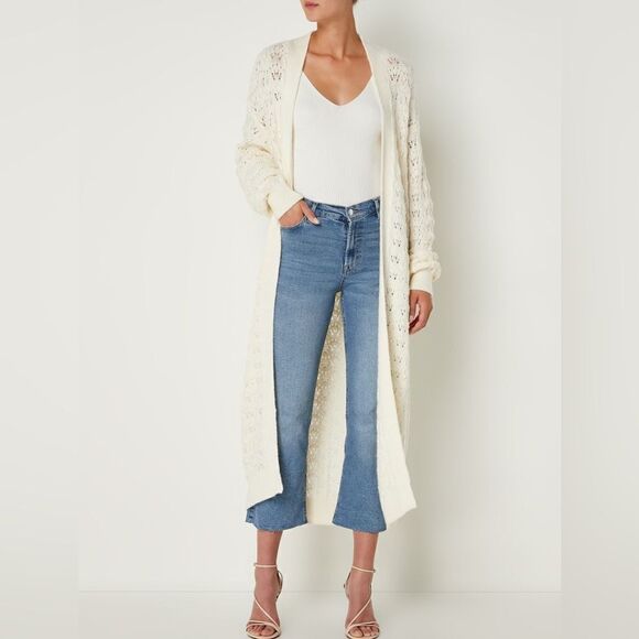 Mango Long Cardigan Coatigan Openwork New - Picture 2 of 5